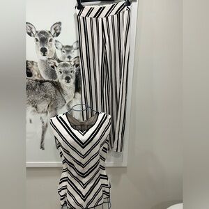 Marccain black and ivory peplum top &matching pant.  Both N1 which is small.